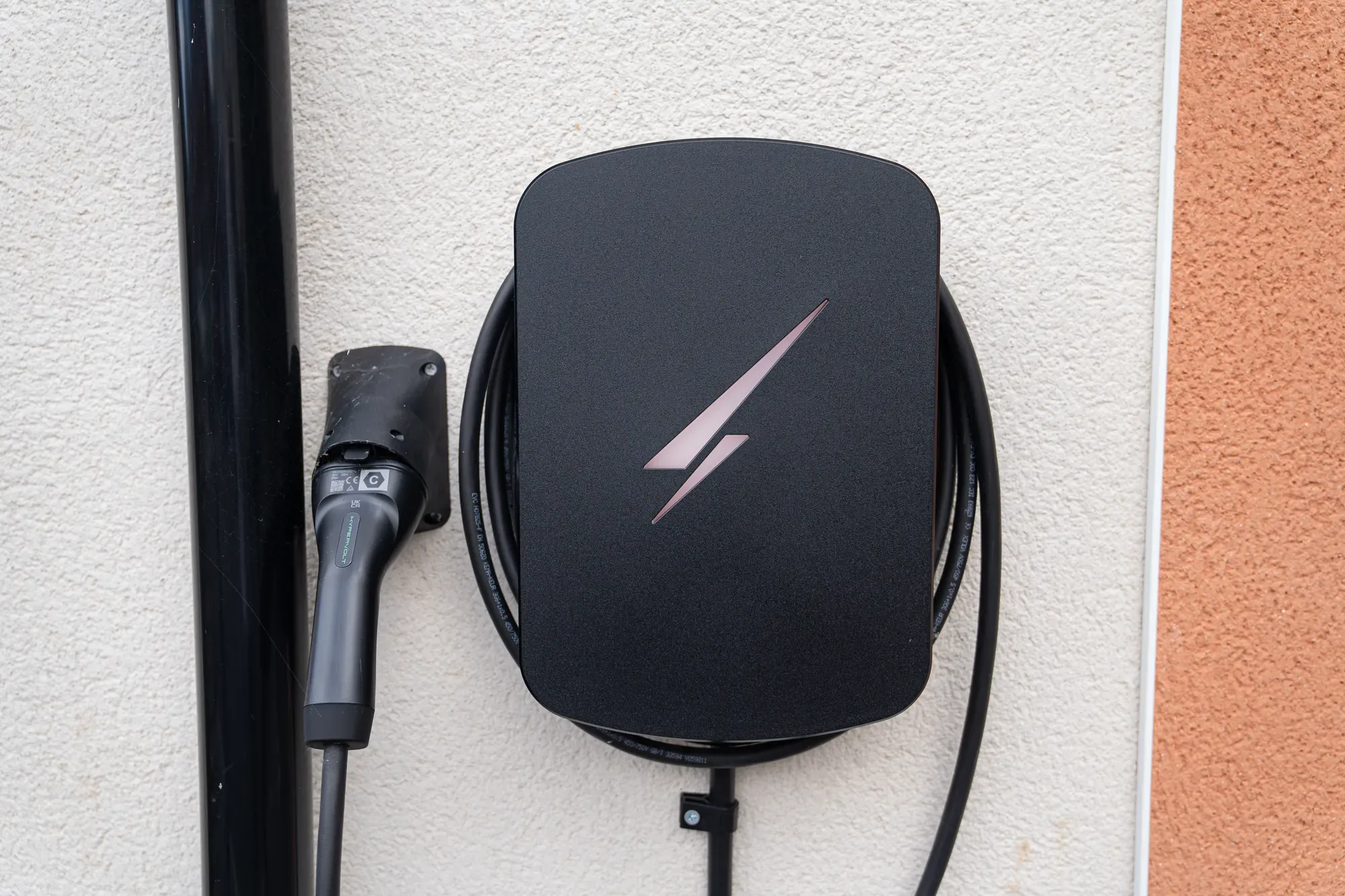 A Hypervolt EV charger fitted to the wall of a customer's home