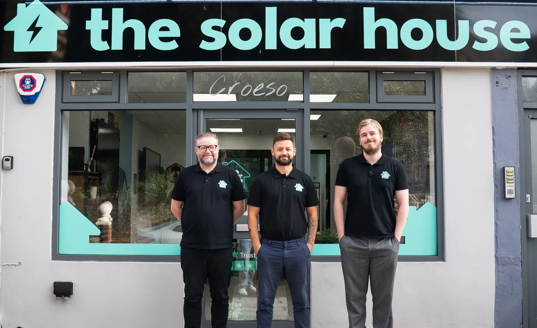 The Cardiff team outside The Solar House showroom on Penlline Road