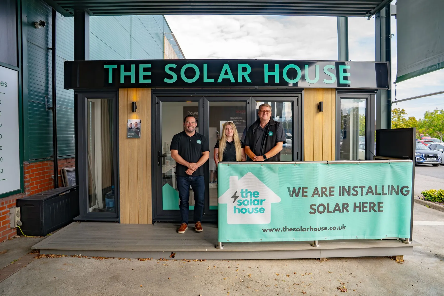 The Melksham team at The Solar House showroom pod in Leekes
